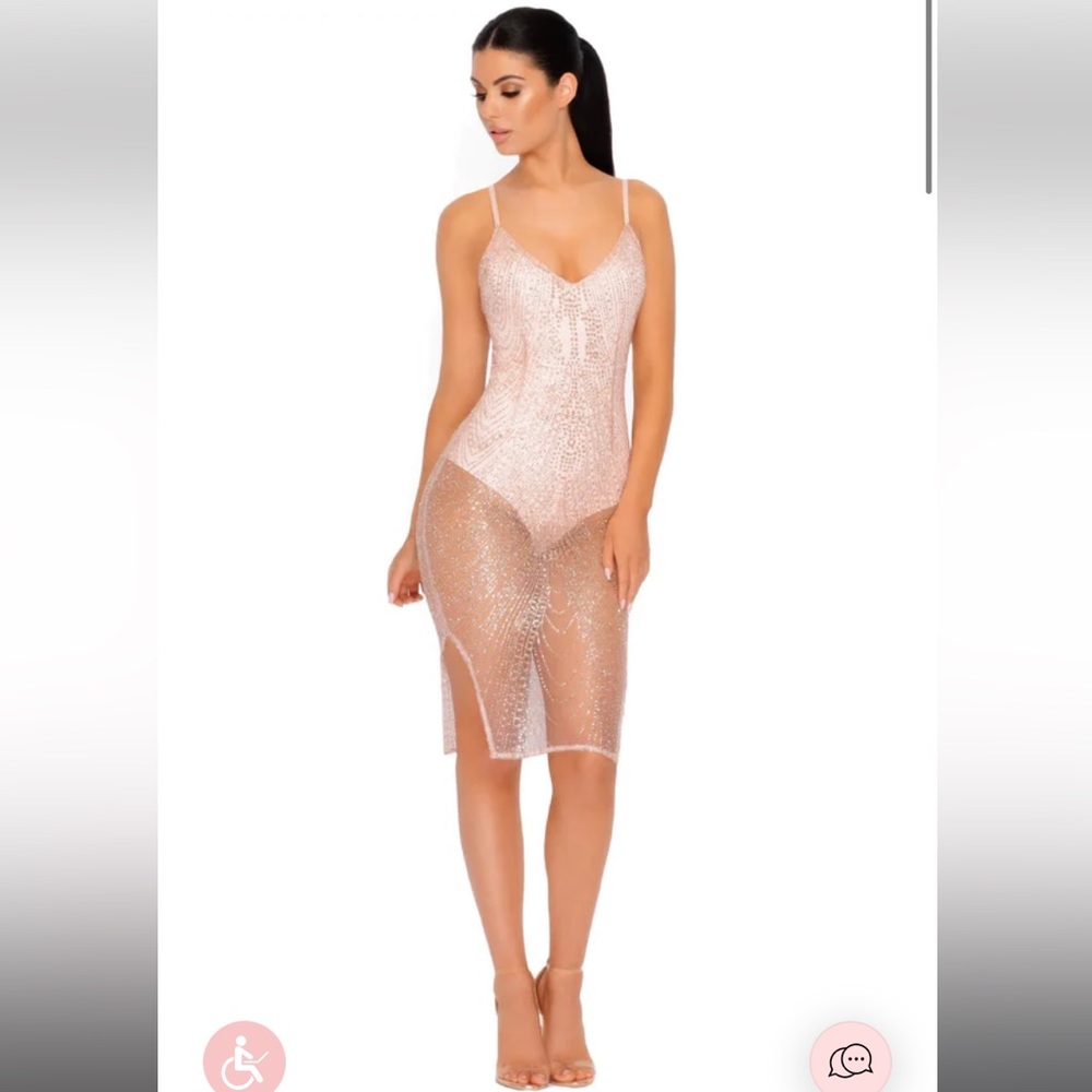 NWT Oh Polly See Thru You sheer pink midi dress US SIZE 2